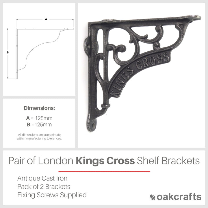 Pair of Antique Cast Iron London Kings Cross Shelf Brackets