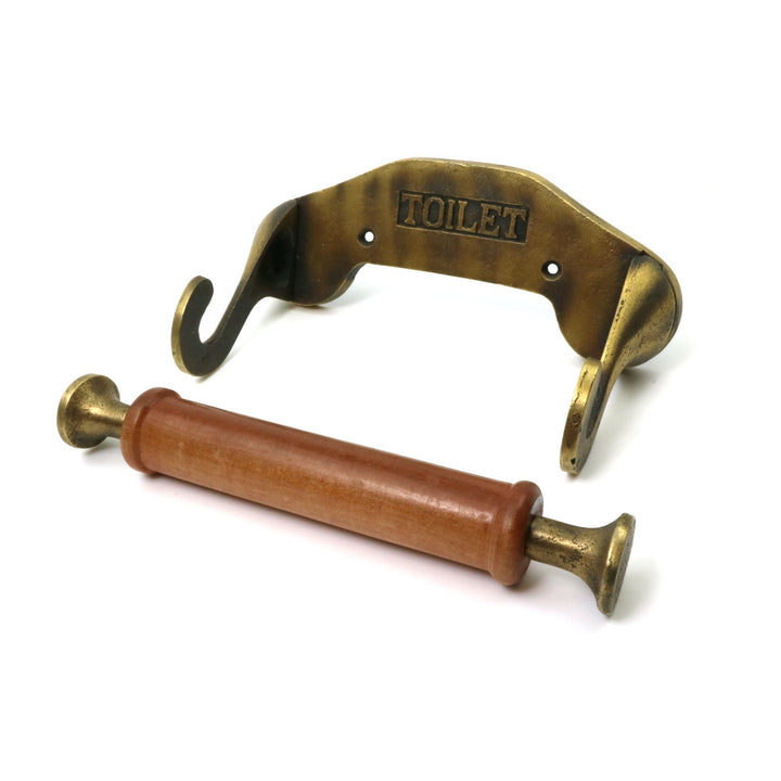Victorian Style Toilet Roll Holder Antique Cast Iron (Brass Effect)