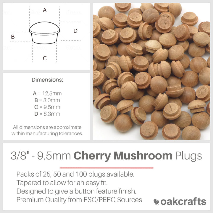 3/8" - 9.5mm Cherry Mushroom Plug