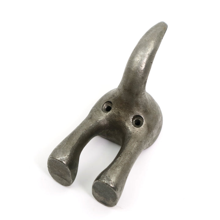Pair of Heavy Duty Solid Cast Iron DOG TAIL Coat Hooks
