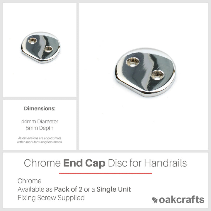 Chrome End Cap Disc 44mm