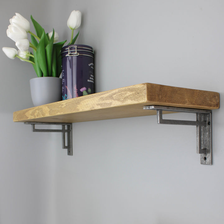 Shelf Kit with Cast Iron Art Deco Linear Shelf Brackets and 180mm Shelf