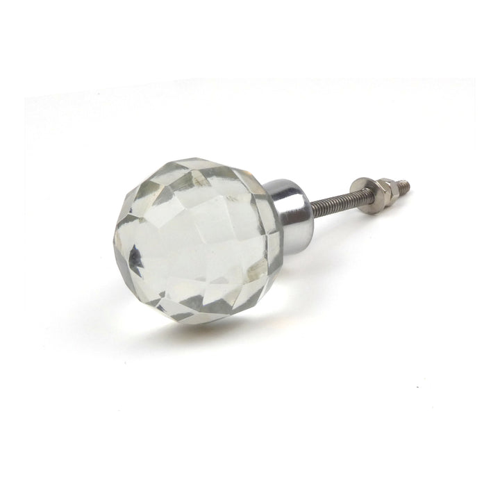 Faceted Glass Ball Cabinet Knob with Chrome Bezel 38mm