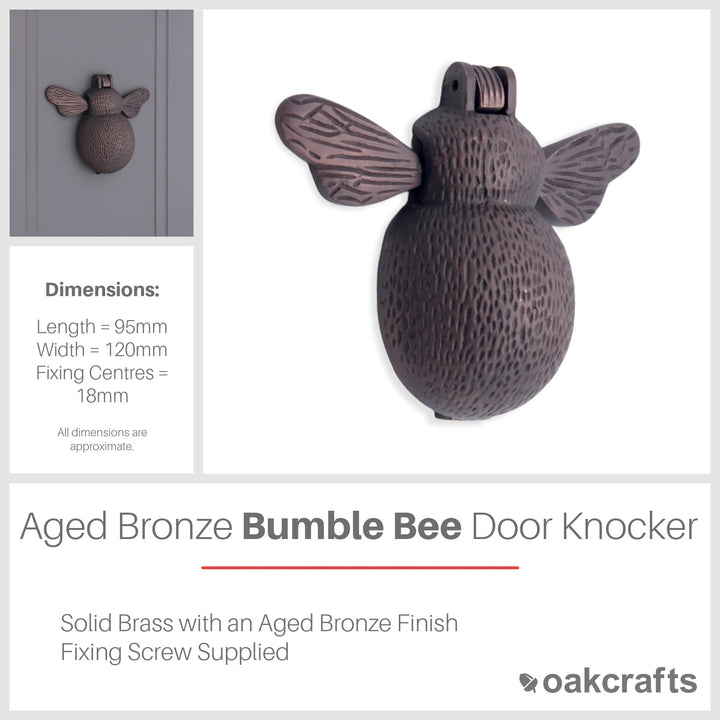 Solid Brass Bumble Bee Door Knocker