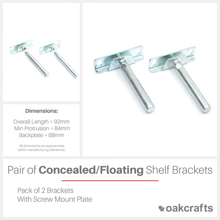 Pair of Concealed Shelf Supports with Screw Mount Plate