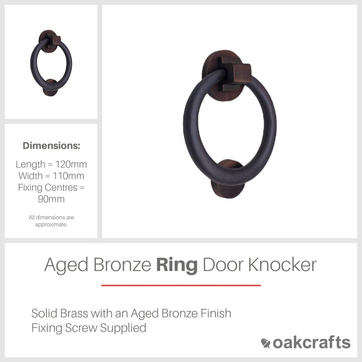 Solid Brass Ring Door Knocker 110mm