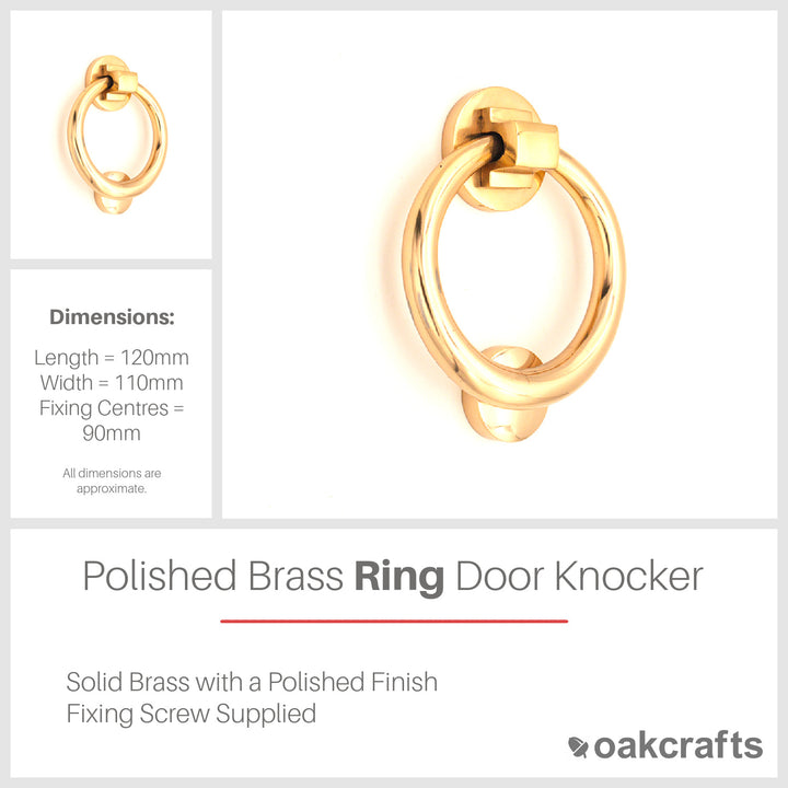 Solid Brass Ring Door Knocker 110mm