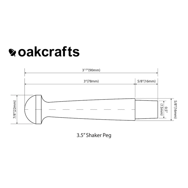 Walnut Shaker Peg 3.5"/90mm