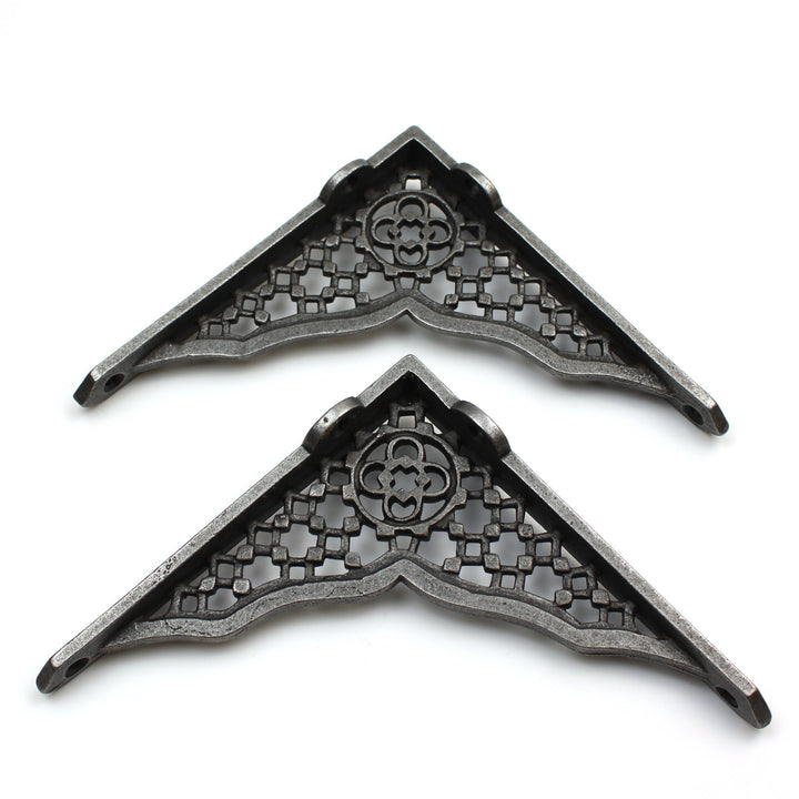 Pair of Antique Cast Iron Jali Lattice Shelf Brackets - 155mm x 155mm