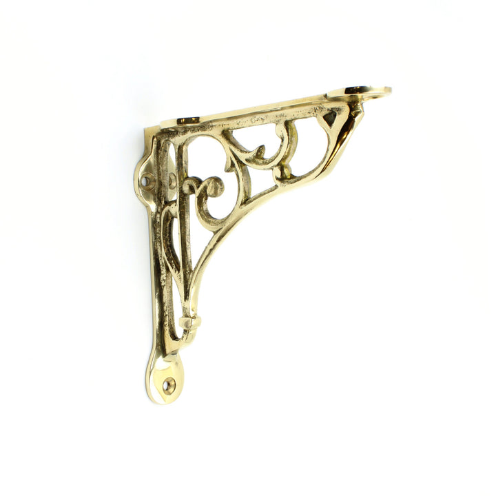 Pair of Antique Brass Heritage Shelf Brackets - 125mm x 125mm