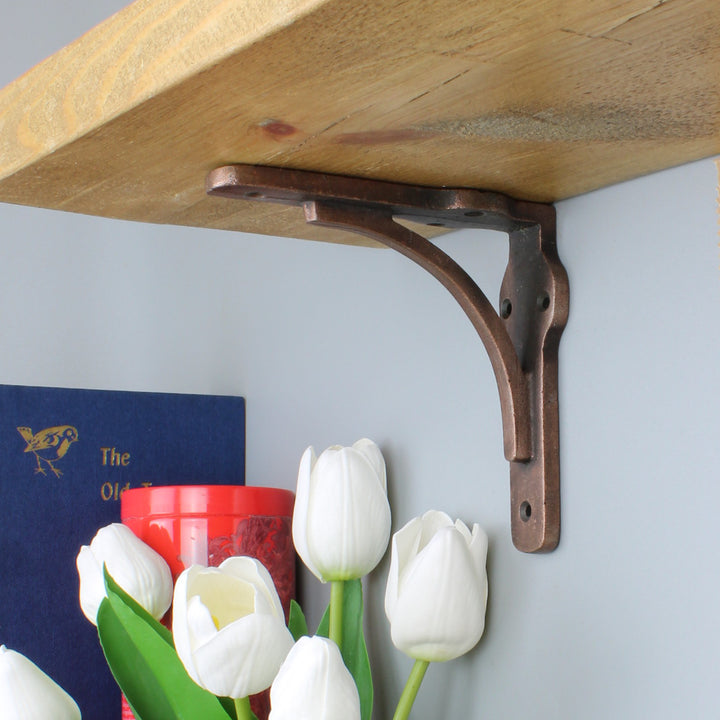 Pair of GALLOWS Heavy Shelf Brackets with a Copper Finish (5.0" x 5.0" / 125mm x 125mm)