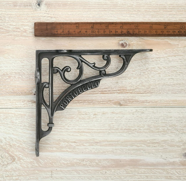 Pair of Antique Cast Iron Heritage Portobello Shelf Brackets - 180mm x 180mm