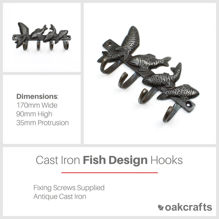 Cast Iron Fish Design Hooks