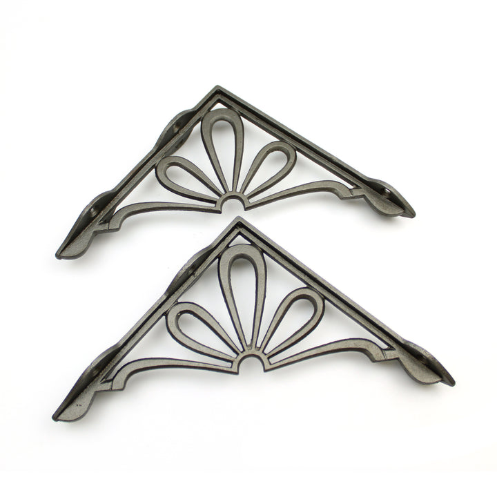 Pair of Antique Cast Iron Daisy Shelf Brackets