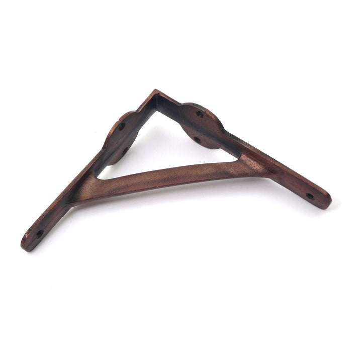 Pair of Cast Iron Gallows Shelf Brackets With a Copper Finish