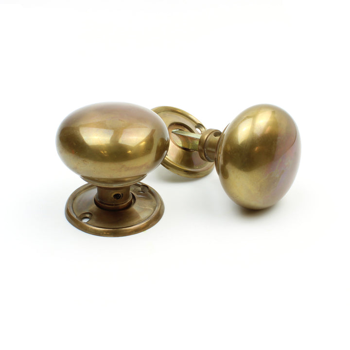 Antique Brass Door Knob Set Hollow Brass 55mm Diameter