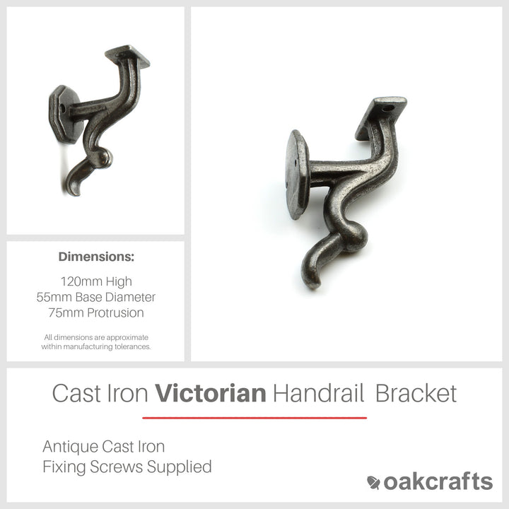 Antique Cast Iron Victorian Handrail Bracket 120mm x 80mm