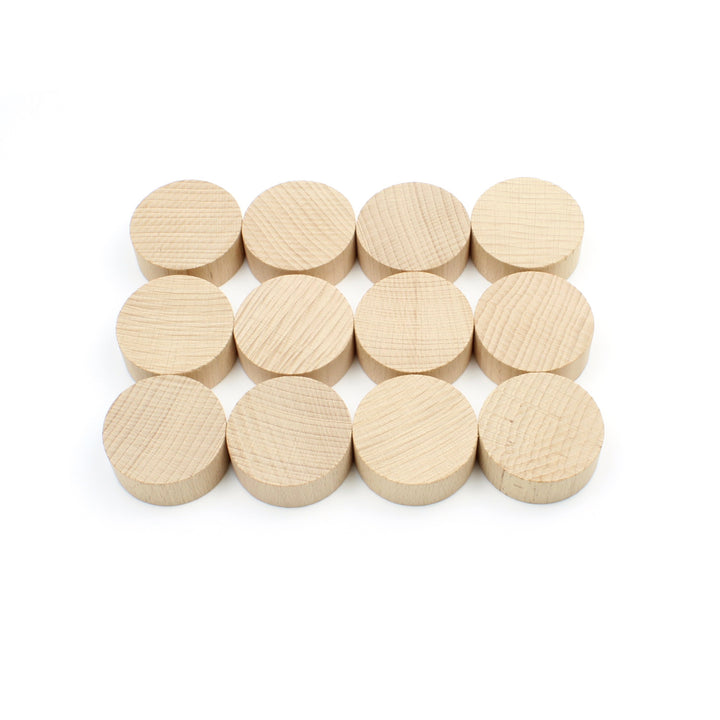 Pack of 12 Birch Wooden Craft Discs - 50mm Diameter