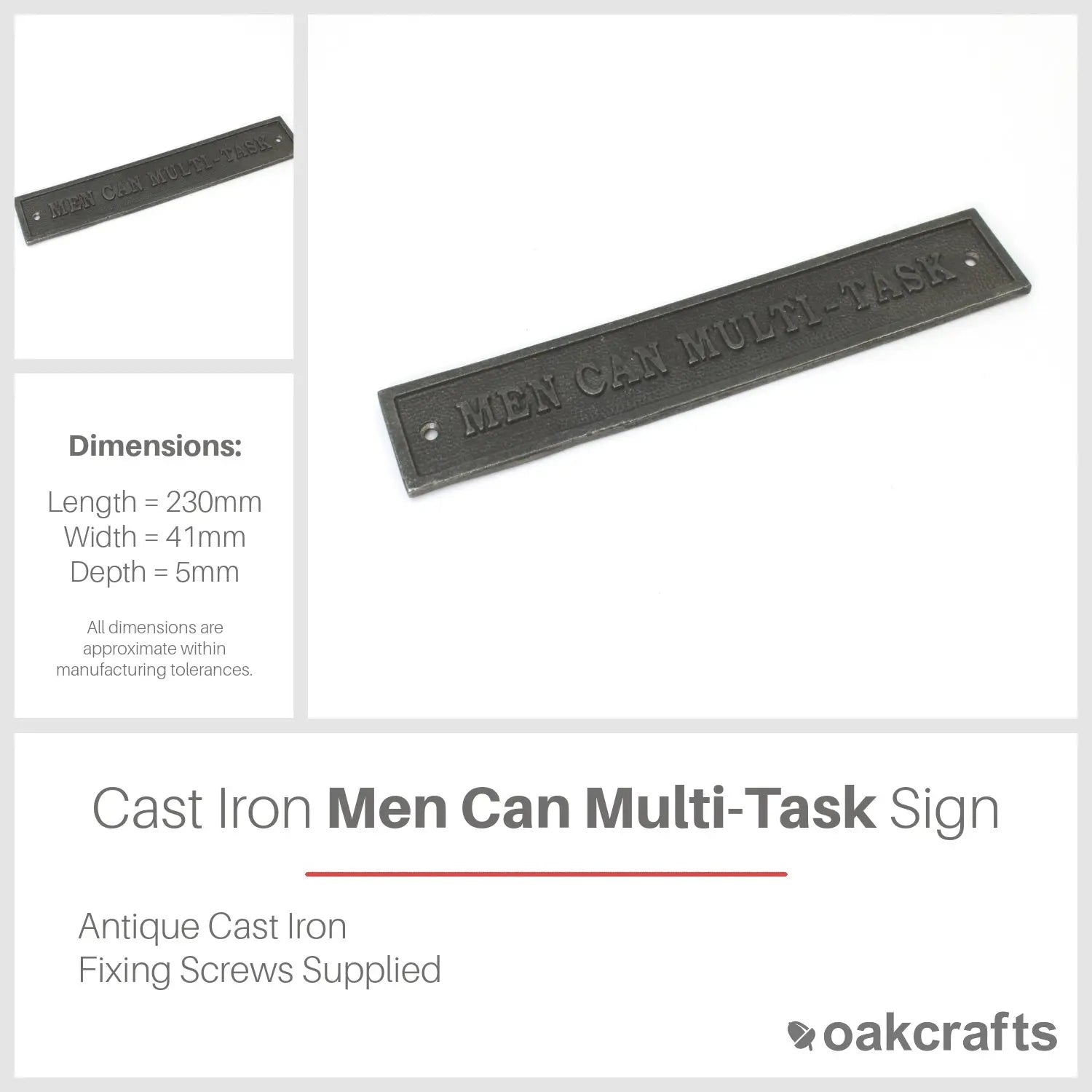 Men Can Multi-Task Door Sign - Antique Cast Iron 230mm – Oakcrafts