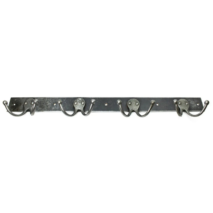 Antique Steel 4 Double Hook Rail - Stylish and Practical – Oakcrafts