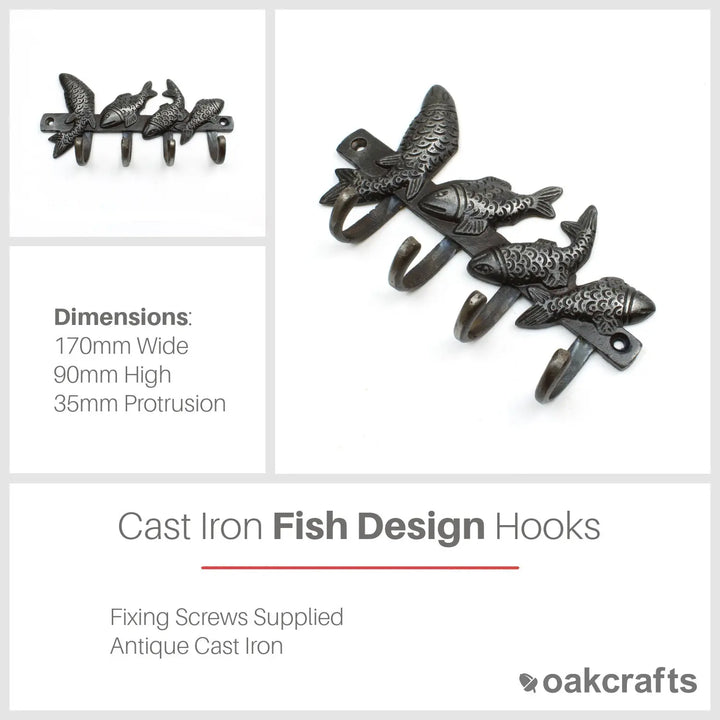 cast iron fish hook Hooks with Charming Fish Design