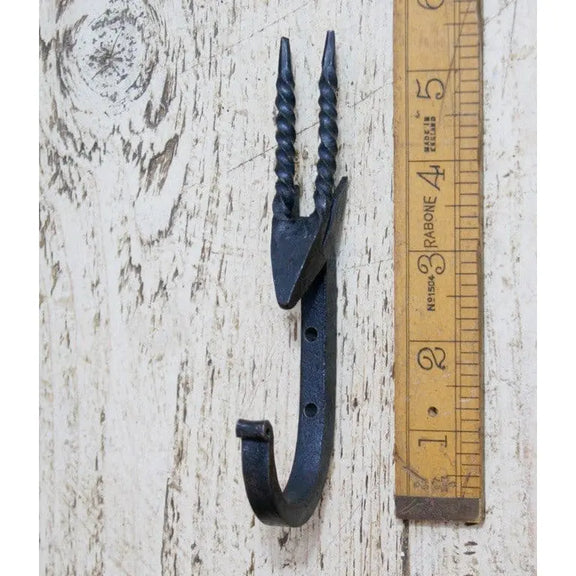 Forged Black Wax Gazelle Head Scroll | Unique Wall Hook – Oakcrafts
