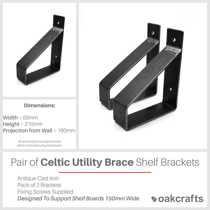 Normal Utility Brackets Pair of Antique Cast Iron Celtic Utility Brace Shelf Brackets - – Oakcrafts