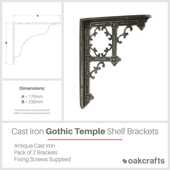 Shelf Brackets - Antique Cast Iron Gothic Temple Pair – Oakcrafts