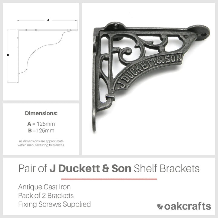 Shelf Brackets - Antique Cast Iron J Duckett & Son Pair – Oakcrafts