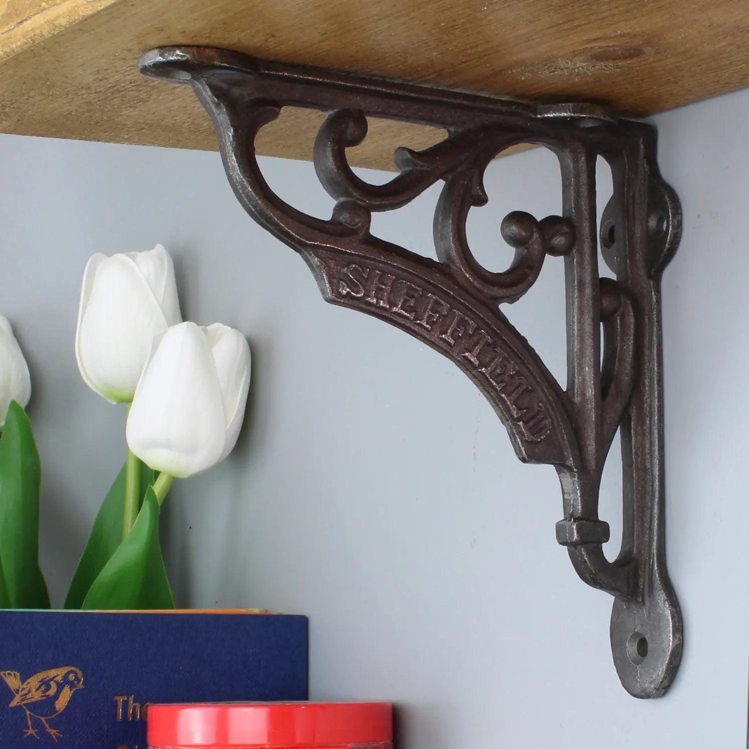 Rustic Iron Shelf Bracket – Vintage Retro Single Support, Antique Style 125mm