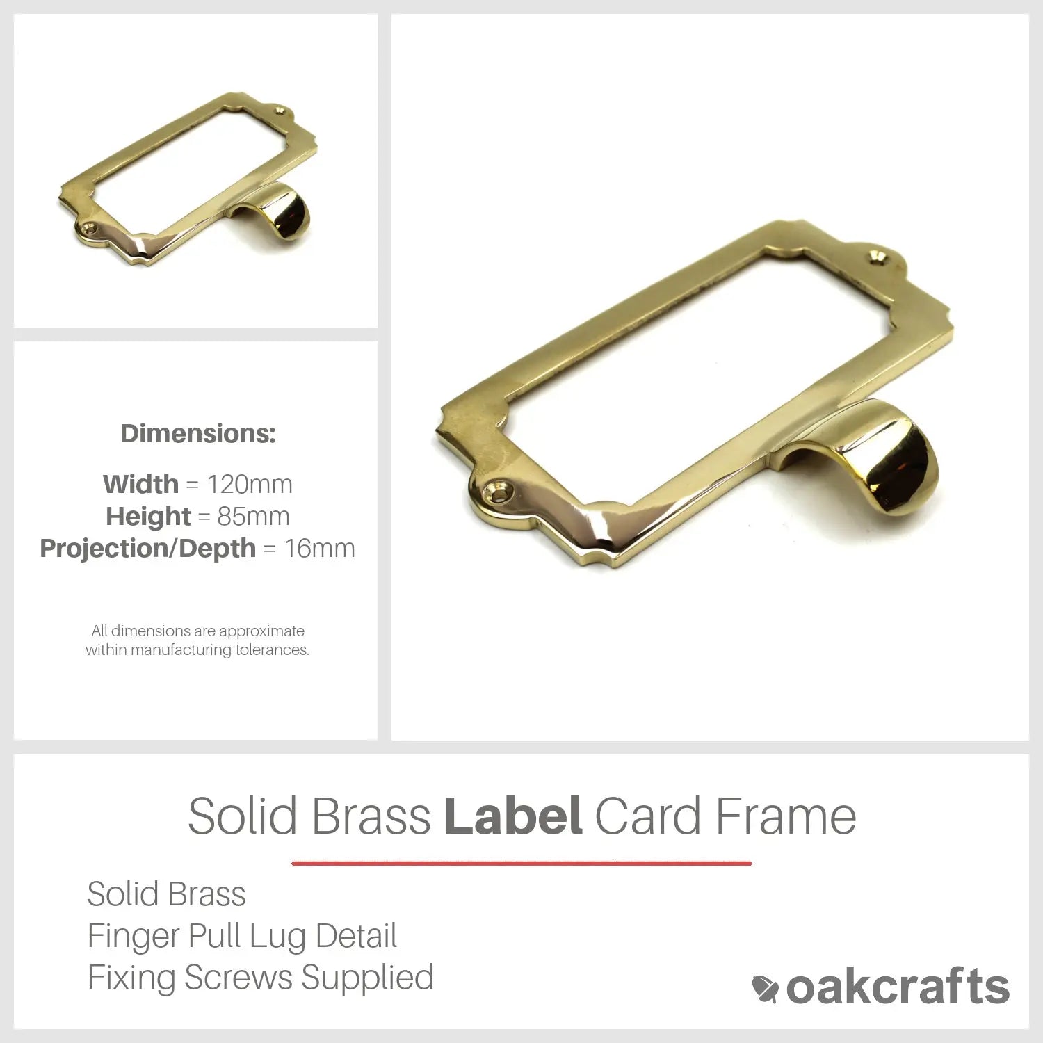 Fast Tag Card Frame Solid Brass Label Card Frame | Durable & Elegant Design – Oakcrafts