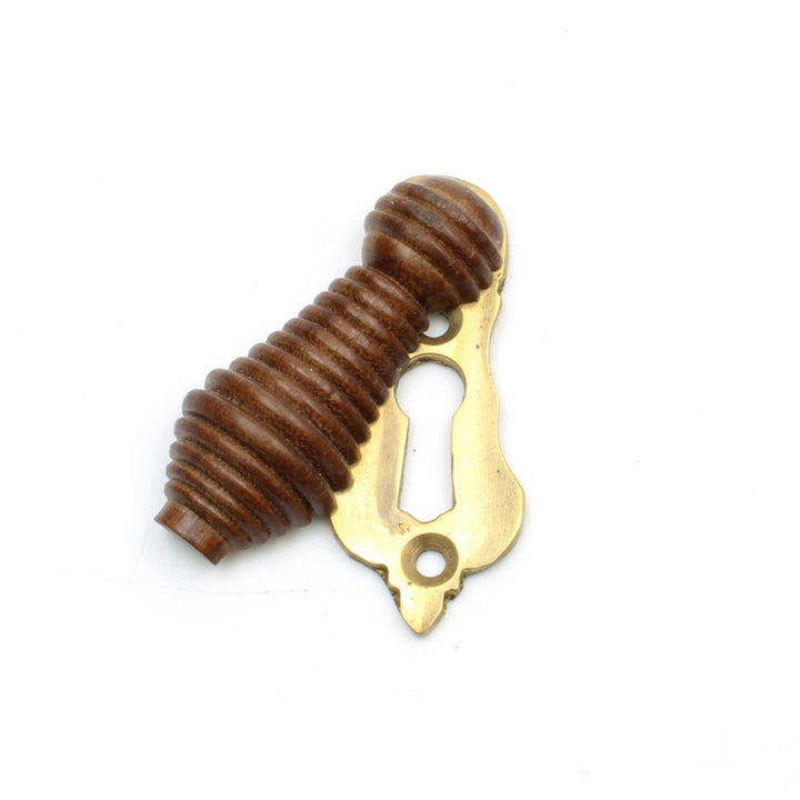 Beehive Escutcheon with Cover in Teak and Brass