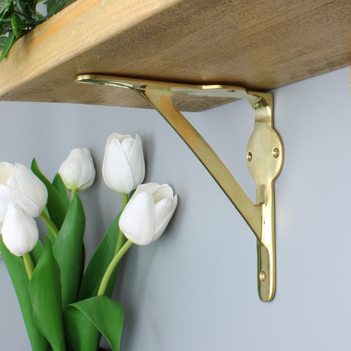 Pair of Solid Brass Gallows Style Shelf Brackets