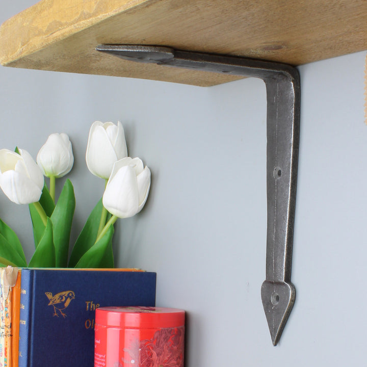 Pair of Antique Cast Iron Spearhead End Shelf Brackets 