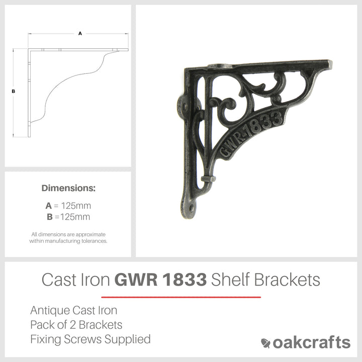 GWR 1833 Victorian Style Shelf Brackets Antique Cast Iron