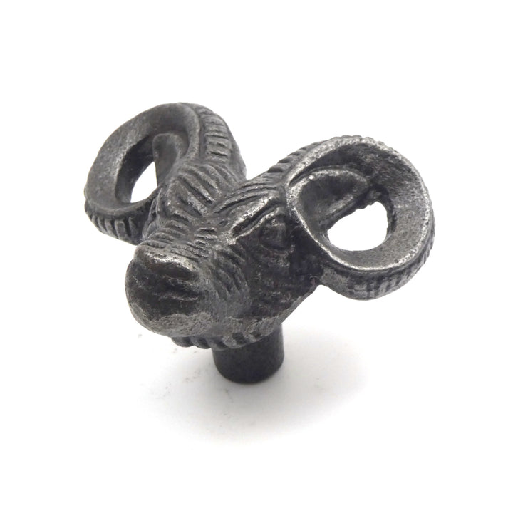 Small Cast Iron Ram Cabinet Knob - Approx 45mm