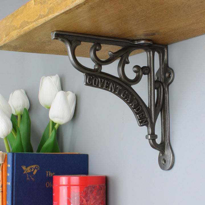 Pair of Antique Cast Iron 'Covent Garden' Victorian Style Shelf Brackets 