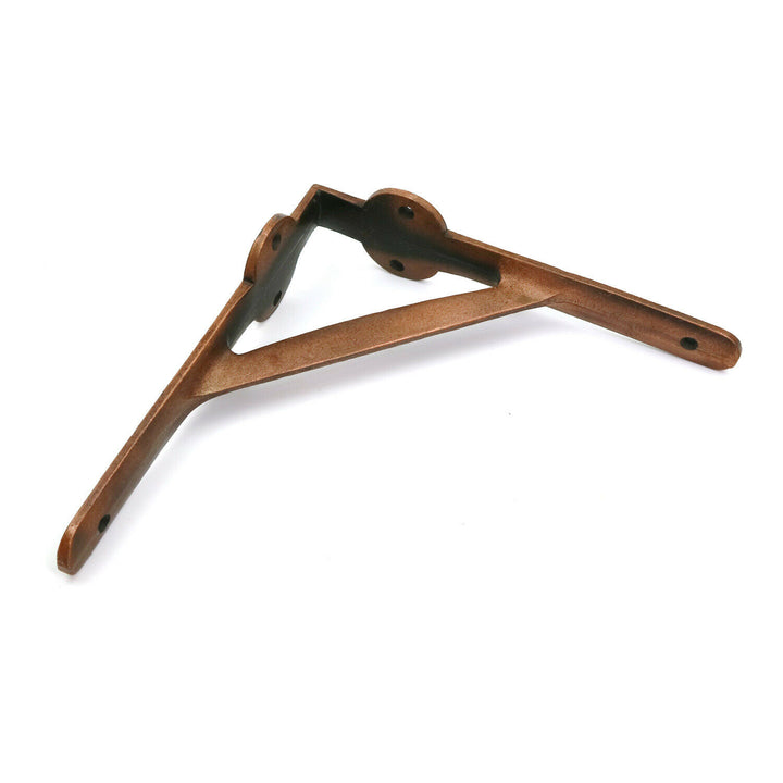 Pair of Cast Iron Gallows Shelf Brackets With a Copper Finish