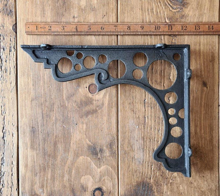 Pair of Antique Cast Iron Circles Shelf Brackets - 245mm x 310mm