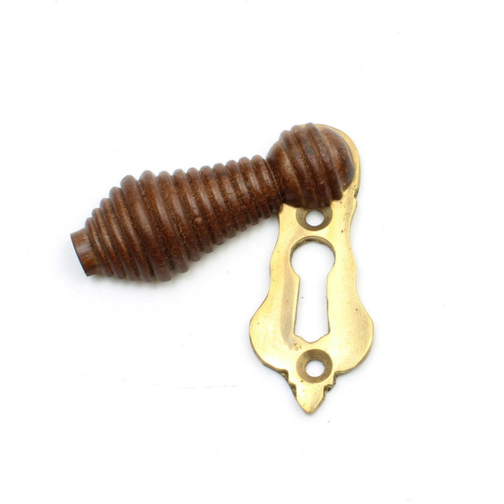 Beehive Escutcheon with Cover in Teak and Brass