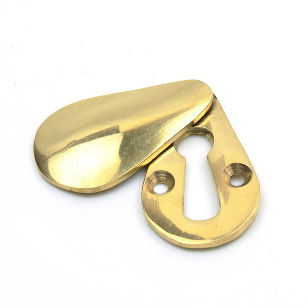 Peardrop Design Escutcheon with Cover in Polished Brass