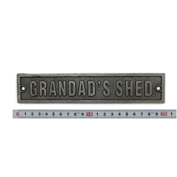 Antique Cast Iron Grandad's Shed Plaque