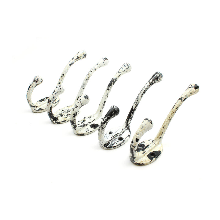 Hat & Coat Hook Victorian 2 Hole Rnd Ant Cream Patina 100mm - Pack of 5