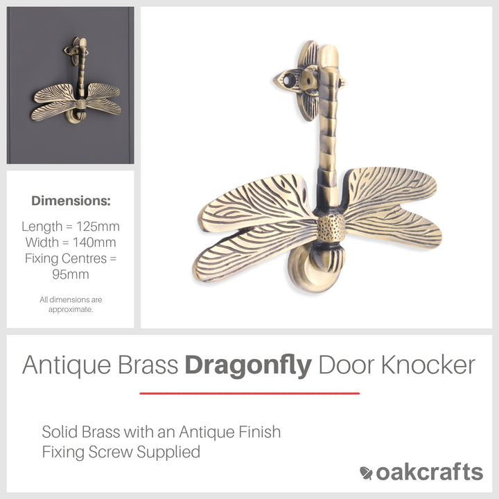 Solid Brass Dragonfly Door Knocker
