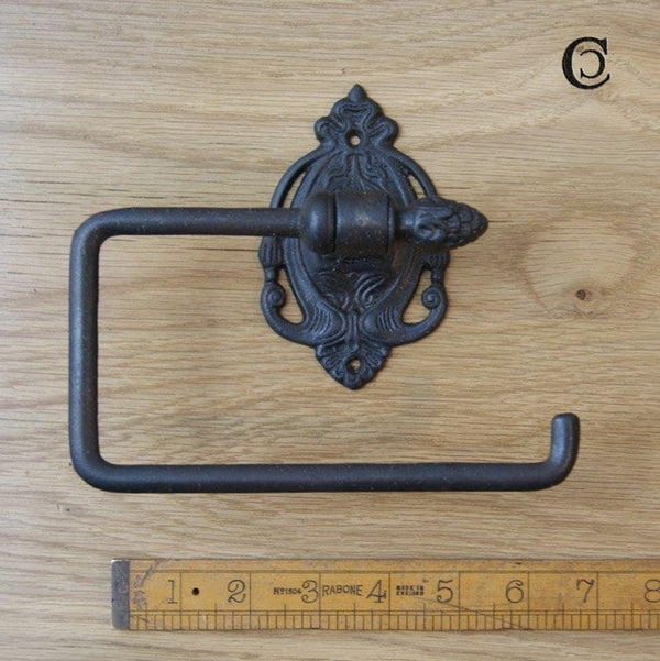 Antique Cast Iron Acorn Finial Single Arm Toilet Roll Holder - 170mm