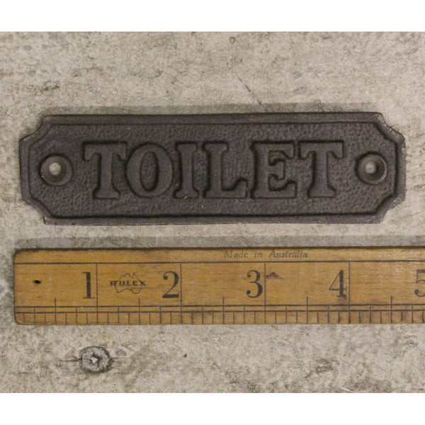 Antique Cast Iron TOILET Door Plaque Sign - 35mm x 120mm