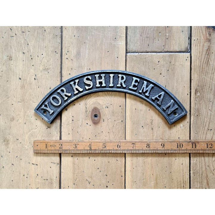 Antique Cast Iron Curved Yorkshireman Plaque - 270mm
