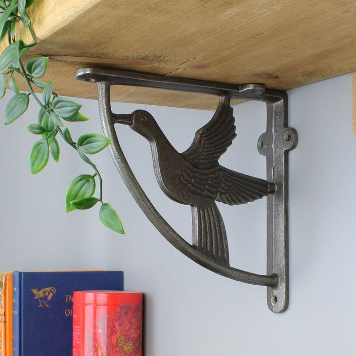 Pair of Antique Cast Iron Hummingbird Shelf Brackets