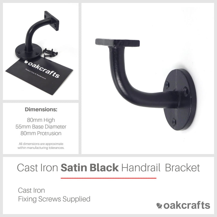 Cast Iron Handrail Bracket (Satin Black)