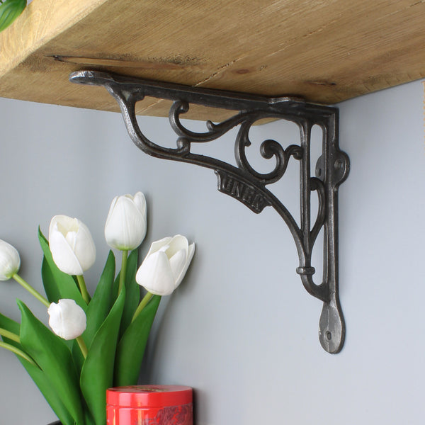 Pair of Antique Cast Iron 'GNER' Railway Victorian Style Shelf Brackets 